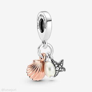 Pandora Treated Freshwater Cultured Pearl, Starfish & Shell Triple Dangl…
